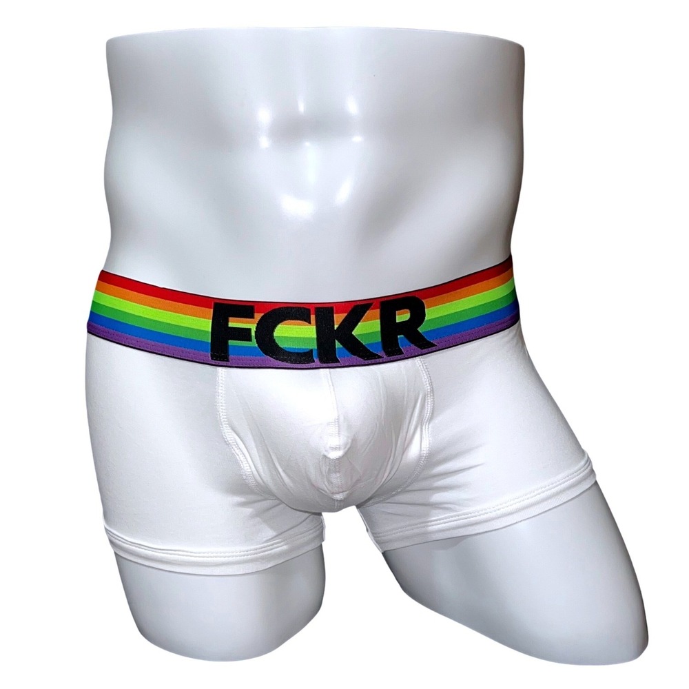 FCKR Pride Trunk White Rainbow Waistband Mens Underwear Size Small New